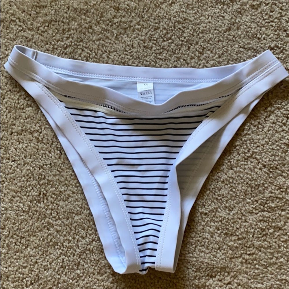 Black and white striped bikini bottoms